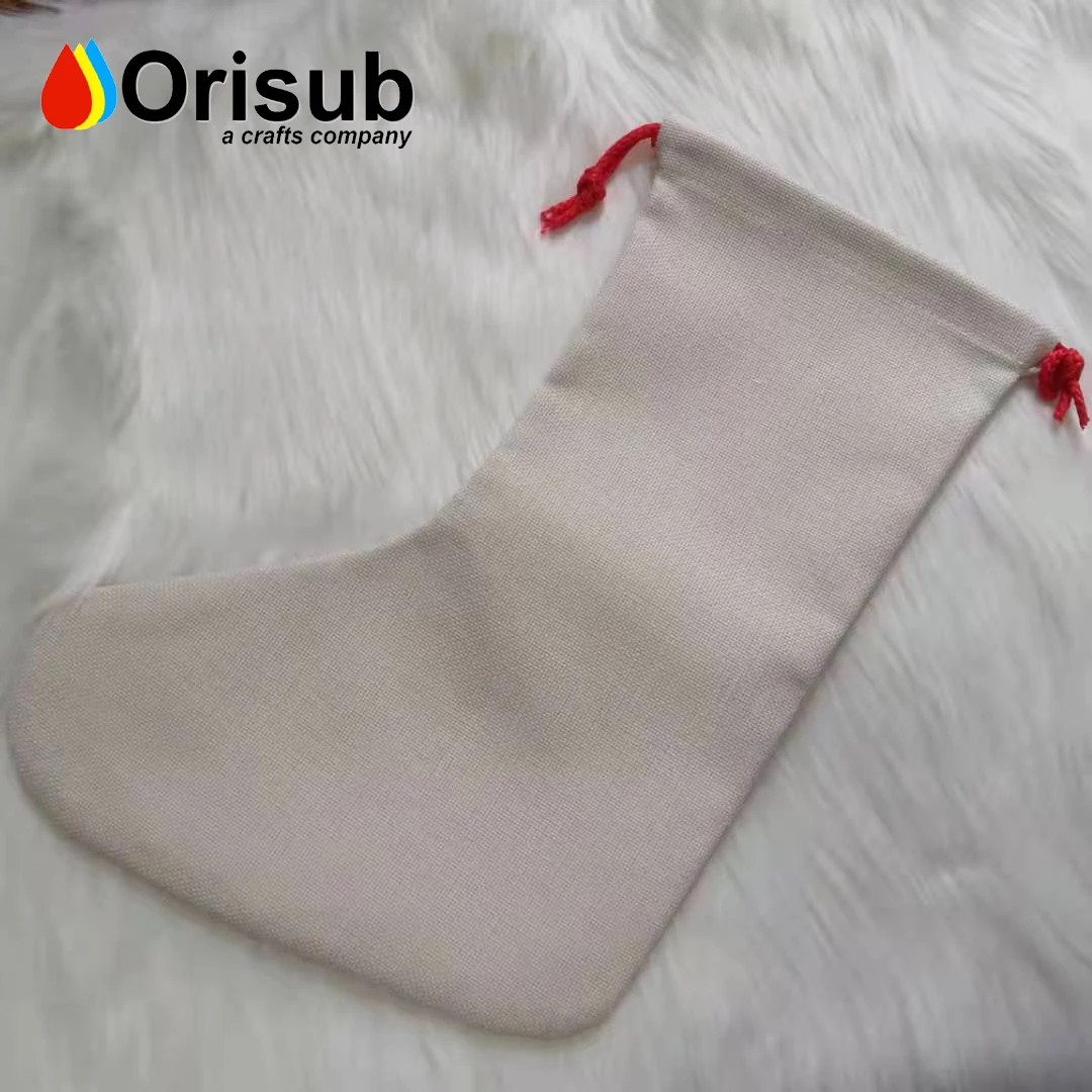 Personalize linen santa stockings sublimation blanks christmas stocking