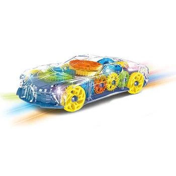 Educational Multi Function Dynamic Children'S Toy Baby Electric Transparent Plastic Gear Toy Car
