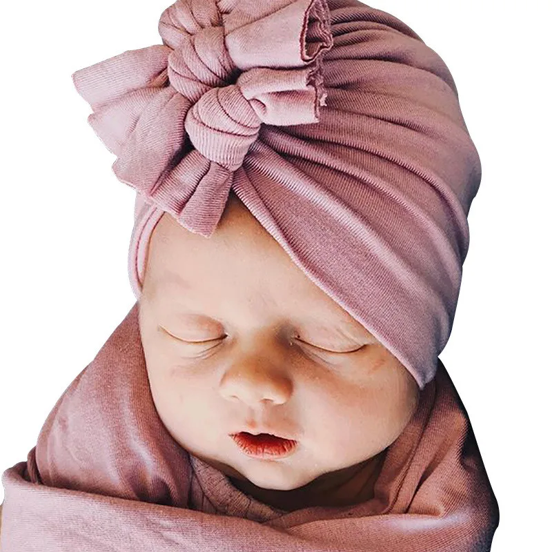 suave 100 algodón lazo grande sombrero para el bebé recién 