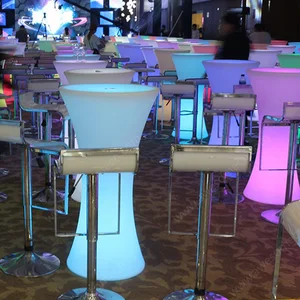 Light up Night Club Lounge Outdoor High Top Cocktail Led Bar Furniture Table Led Slim Waist Tables for Event Party Garden