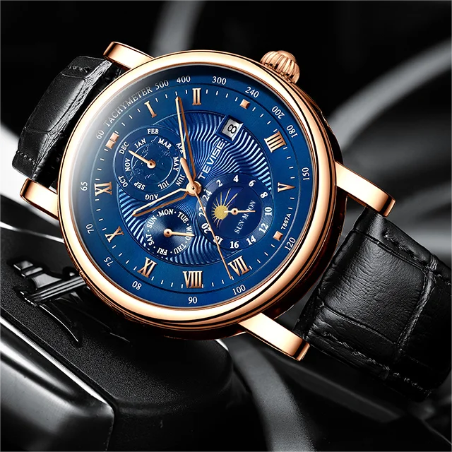 TEVISE T867A 867A Calendrier Complet Automatique Mouvement