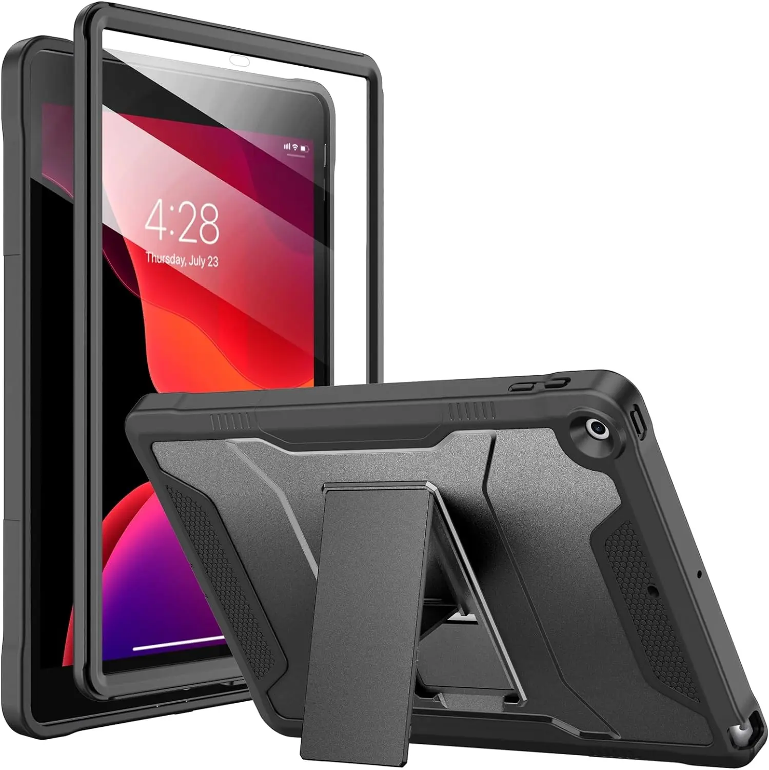 Laudtec Case for iPad 9th/8th/7th 10.2-Inch with Built-in Screen Protector and Kickstand, Rugged Full Body Protective Cover