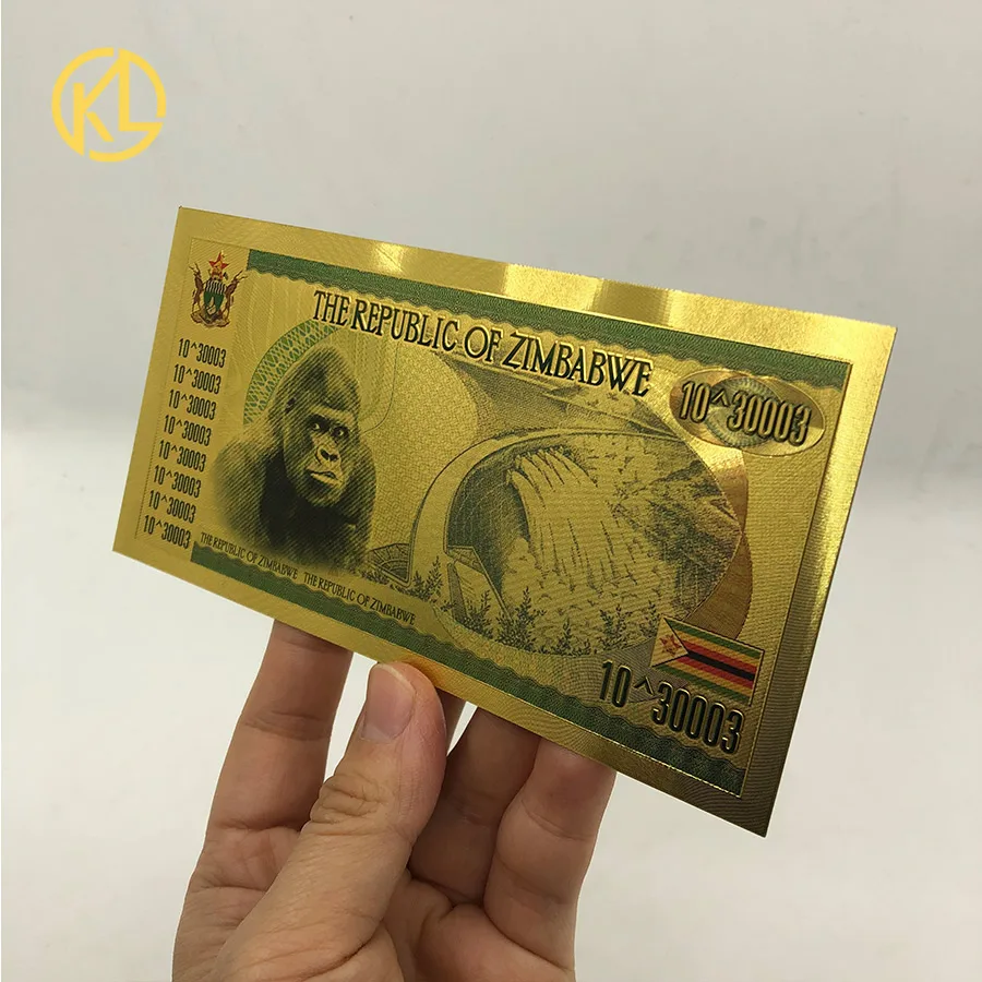 100개/묶음 짐바브웨 1천만 달러 30003 제로스 금 999999 플라스틱 지폐 보안용 UV 라이트 포함