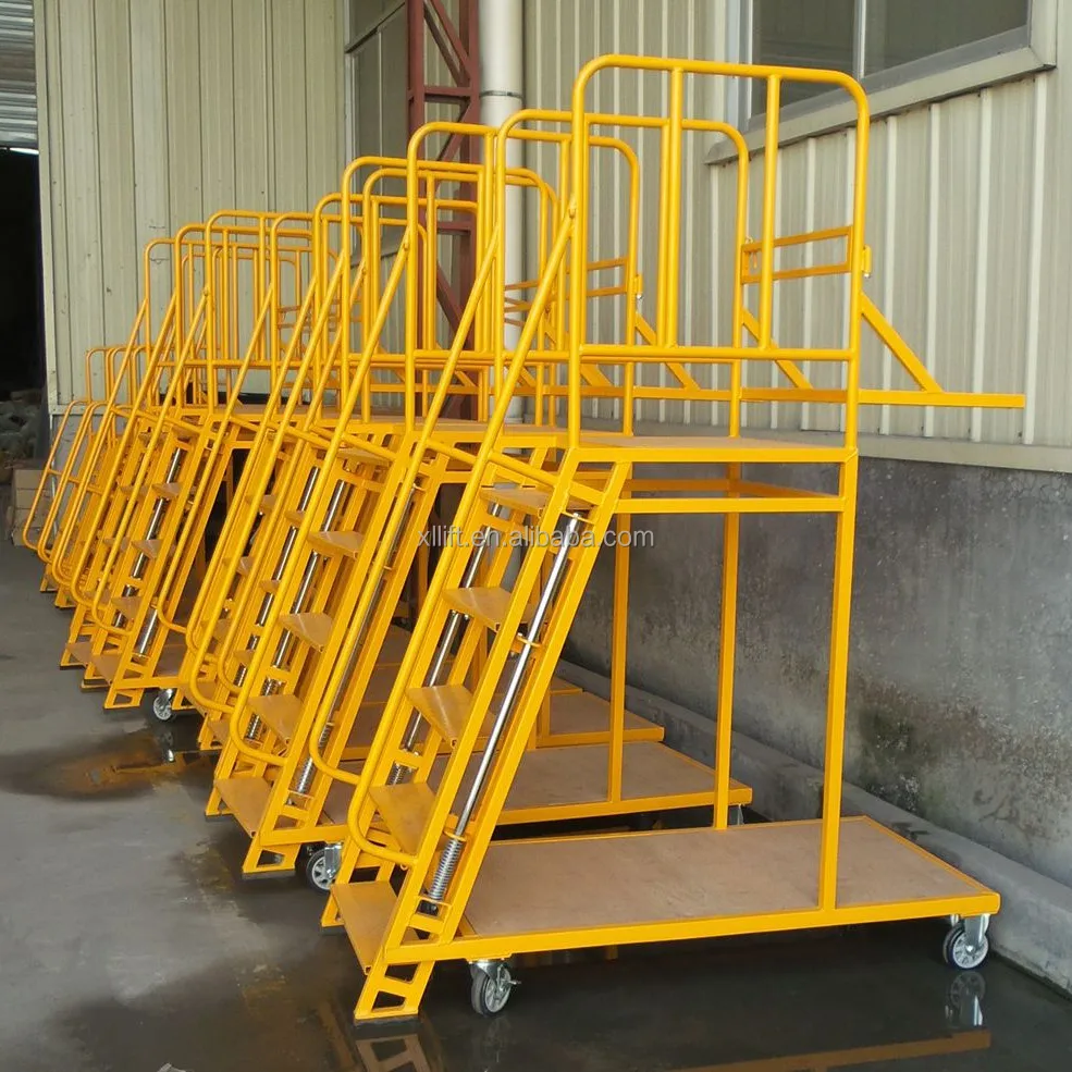 Warehouse Supermarket Safety Metal Rolling Ladder Industrial Ladder ...