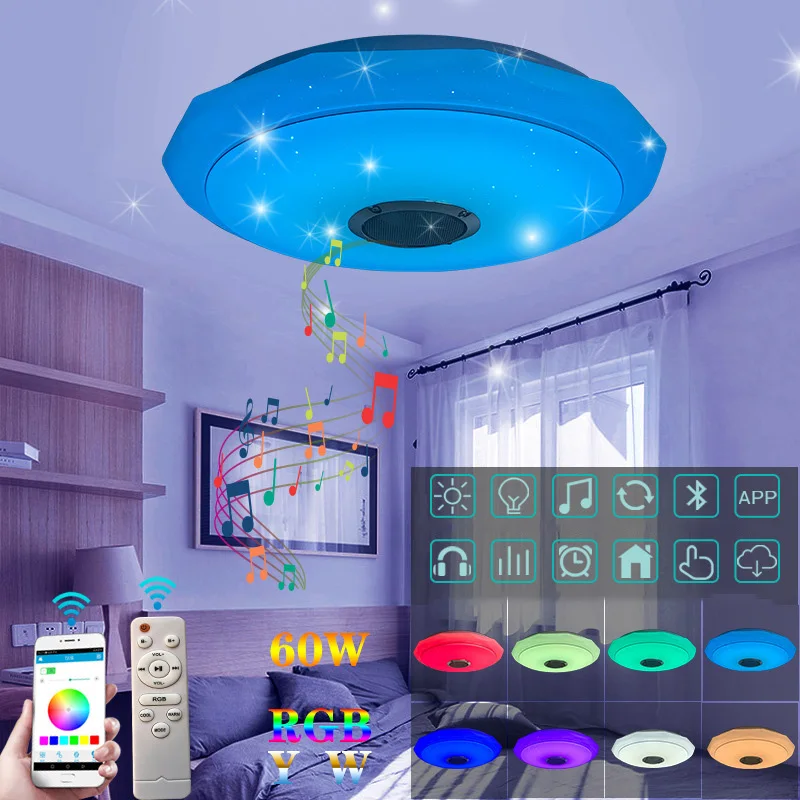 Modern Music Ceiling Light Led Colorful Smart Audio Ceiling Light Mobile Application Remote Control Ceiling Panel Light