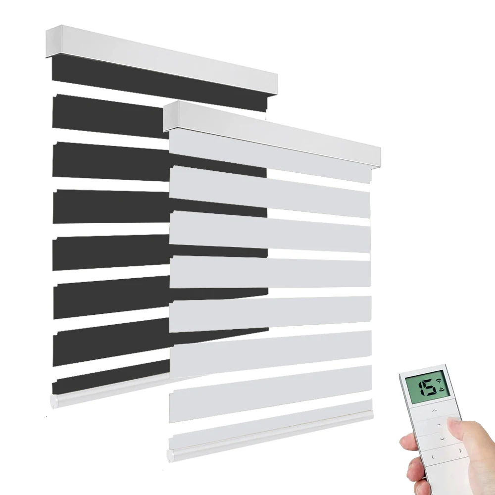 Tuya Zigbee Alexa Voice Remote Control Smart Window Blinds Double Layer Blinds Blackout zebra Roller Blinds for Window