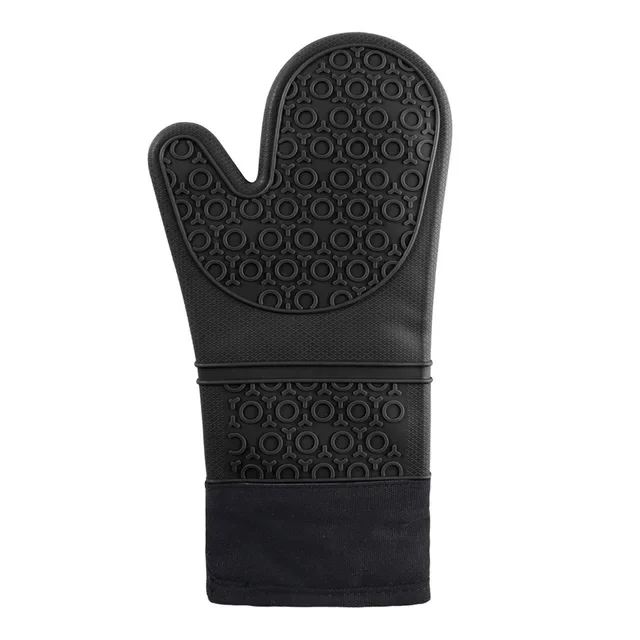 Novelty Dotted Kitchen Food Grade Silicone Double-Layer Custom BBQ Grill Gloves Heat Resistant Oven Mitts Set Durable