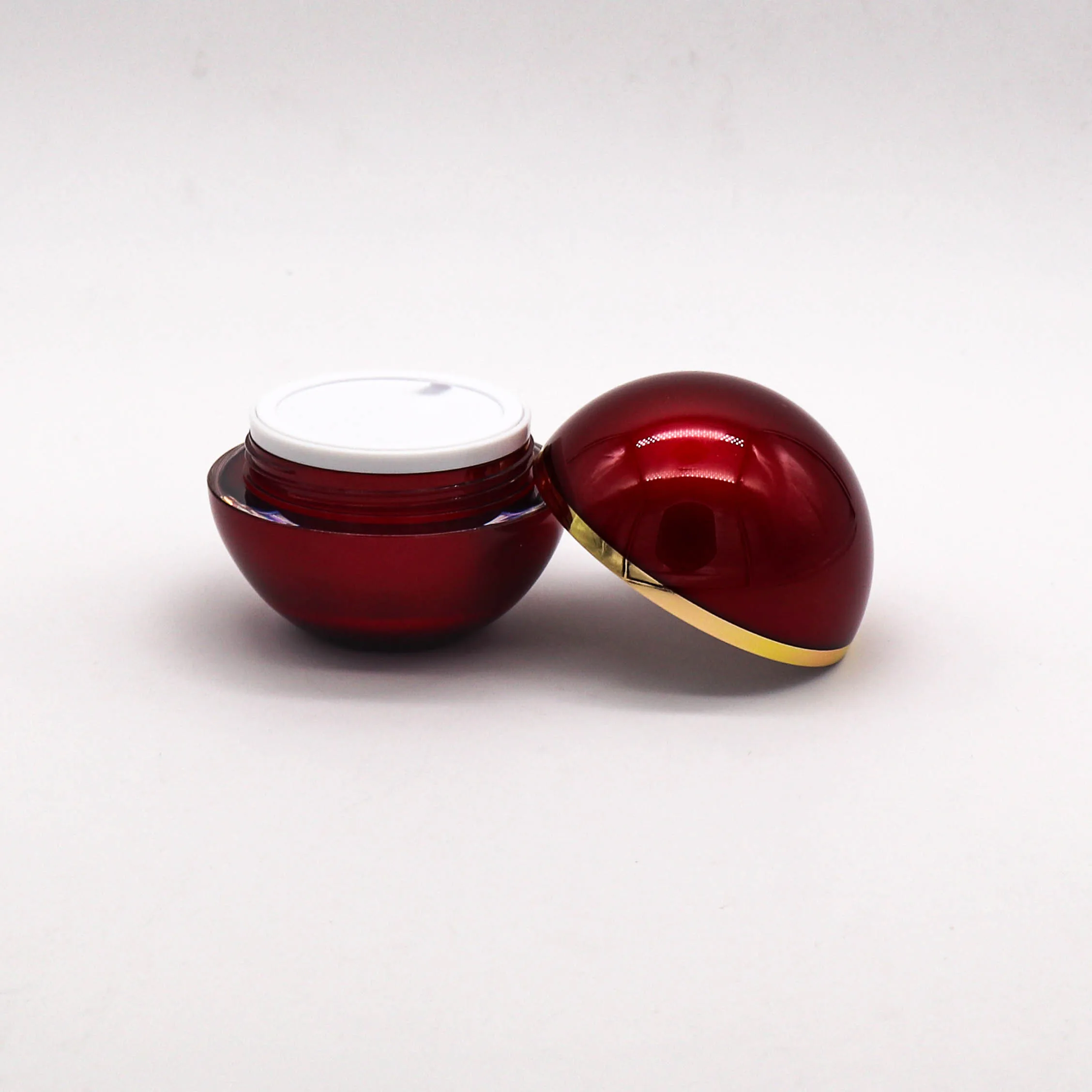 50ml Cosmetic Containers Round Ball Shape Red Acrylic Jar Plastic Cosmetic Packaging