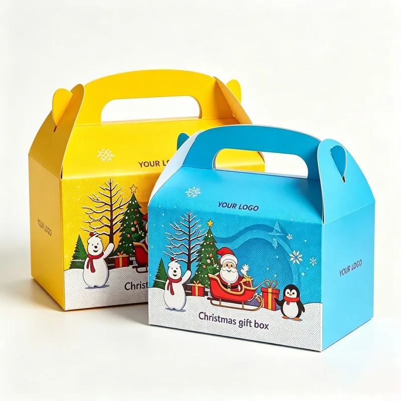 Embalaje de regalo personalizado en cartón con logotipo impreso para pasteles y dulces navideños; caja de alta calidad para dulces y caja de regalo navideña biodegradable