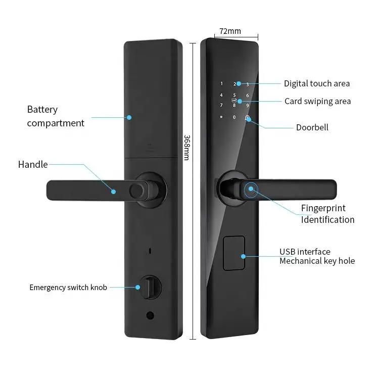 WiFi Smart Lock with Tuya or TTlock Fingerprint and Password Keyless Digital Door Lock for Wooden Doors Z13