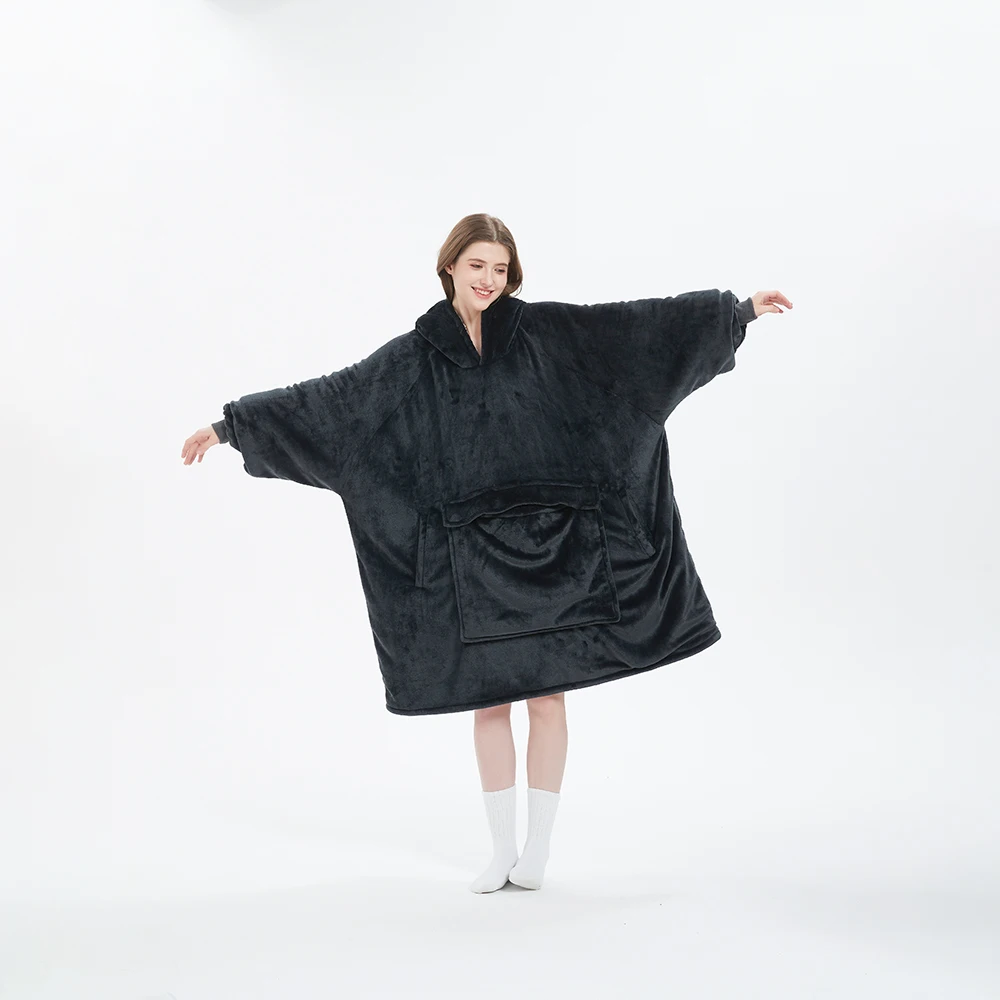Factory Custom One Size Fits All Printed Christmas Oversized Wearable Giant Hoodie Blanket Sweatshirt Adult Hooded TV Blanket