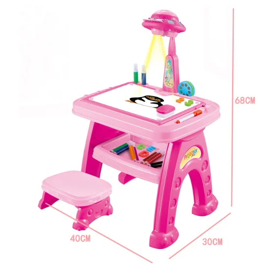 Multi-Function Drawing Board Table Educational Projection Drawing Kids Intelligence Learning Table Toy With Projector