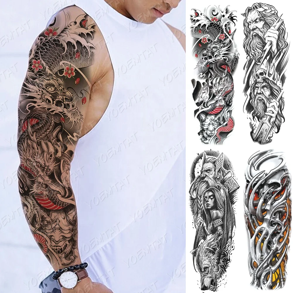 Wholesale Large Arm Sleeve Tattoo Japanese Prajna Carp Dragon Waterproof  Temporary Tattoo Sticker God Body Art Full Tattoo Men From M.Alibaba.Com