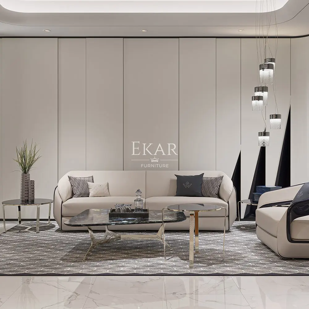 EKAR FURNITURE Modern Comfort 2-Seater Leather Couch - Living Room Elegance details