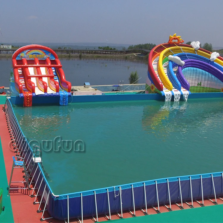 Customized Size PVC Rectangular Metal Frame Above Ground Outdoor Swimming Pool