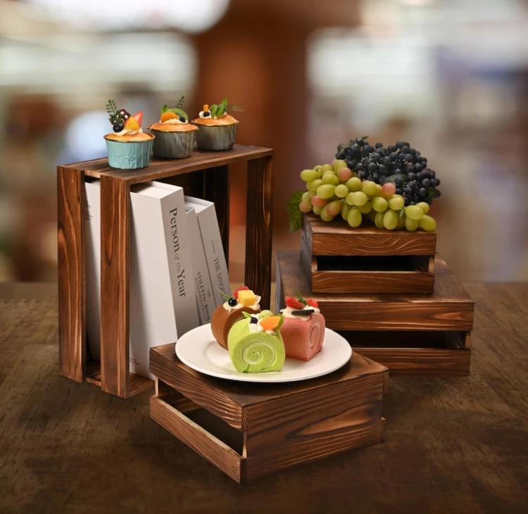 Farmhouse Selfstand Wooden Box Display Stand Wooden Cupcake Stand For