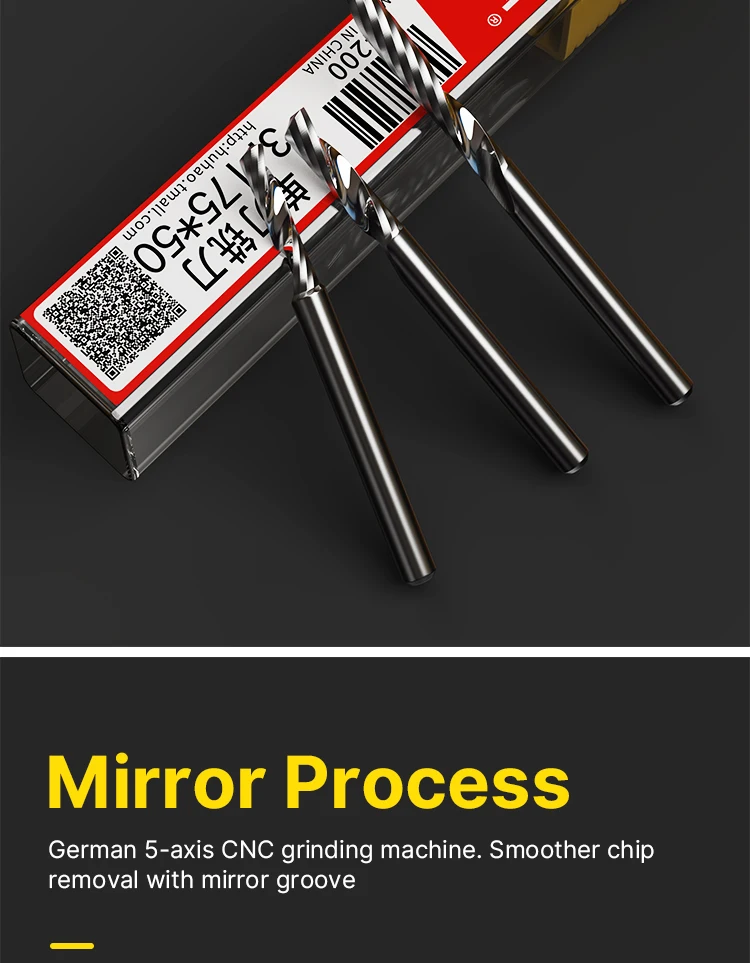 HUHAO 1/8 Shank Single Flute Spiral Tungsten Milling Cutter One Flute Up Cut Engraving Drill Router Bit for Acrylic PCB PVC Wood