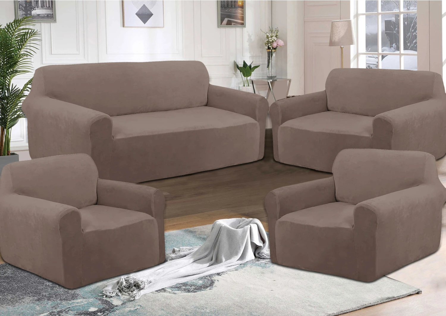 Armrest Cover For Sofa Non Slip Quilt Plush Yellow Velvet Fabric Funda