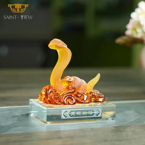 New Year 2026 Snake Glass Ornament Traditional Chinese Zodiac Decor Lucky Charm Handcrafted Art Feng Shui Gift for Home