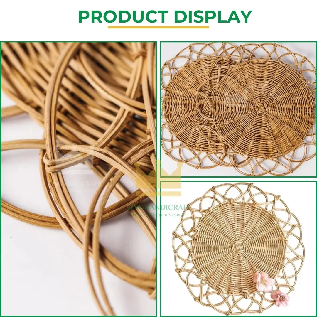 Best Selling Rattan Charger Plates Flower Shape Woven Placemats Bamboo ...