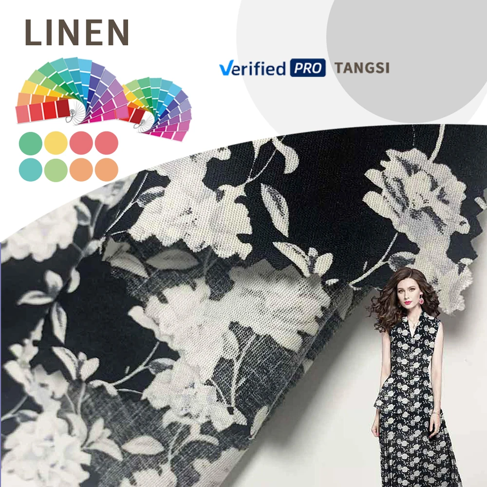 Factory Direct Sales Quality Assurance White and Blake Floral Printed Fabric Cotton SP for Girls Women's Clothing Dress Shirt