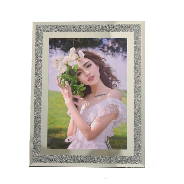 Glass photo frame simple Glitter powder picture frame glitter glass photo frame.