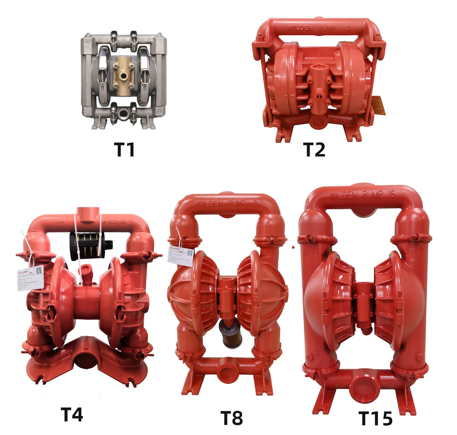 Wilden Metal AODD Pompaları T1 T2 T4 T8 T15 Wilden Hava ile Çalışan Çift Pnömatik Diyaframlı Pompa TZ1 TZ2 TZ4 TZ8 TZ15