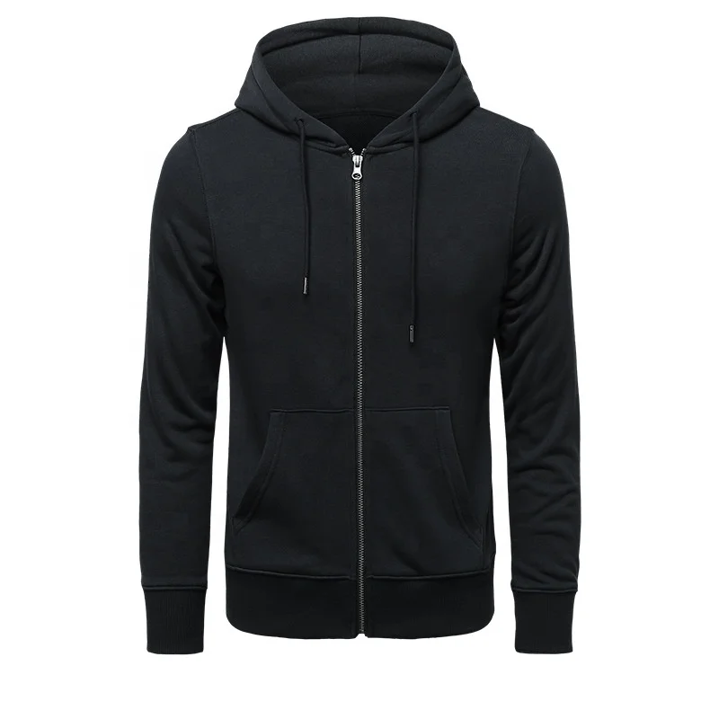 JL0923B Gym Fitted Longline Hoodie Mens Blank Full Zip up Hoodie Cotton Spandex Hoodies With Zipper