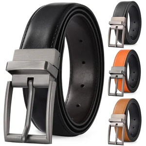 Custom New Men's Button Leather Belt Casual Punched Waist Belt Rotating Buckle Waistband