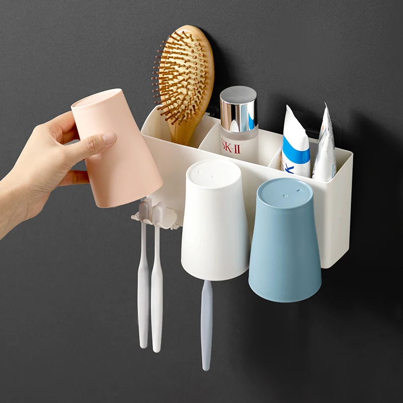 Настенный держатель для зубной щетки с ванная комната стеллаж для хранения пластик повседневной поддержки