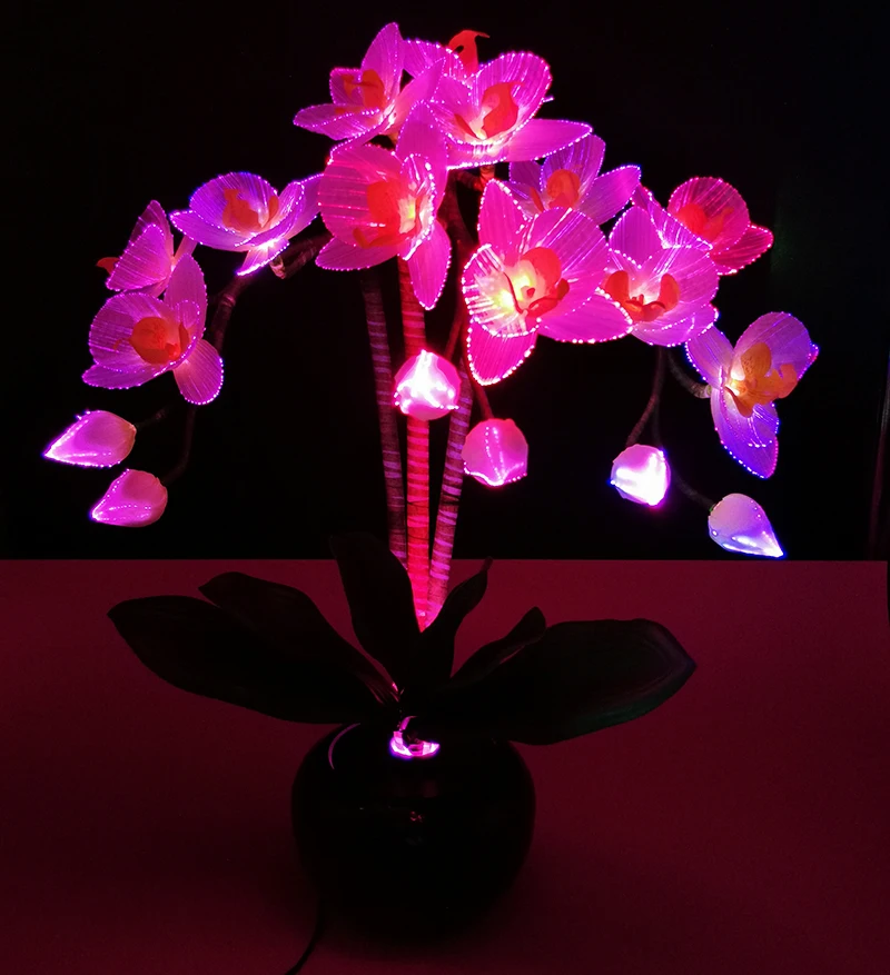 LED-Glasfaser-Blumenlicht Dekoration Weihnachtsblumenlampe  Feiertagsbeleuchtung Glasfaserlicht Orchidee Heimdekoration