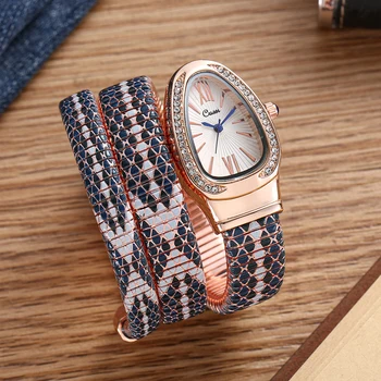 Creative Fashion Personality Women's Serpentine Quartz Watch with Steel Case and Band Niche Personalized Bracelet