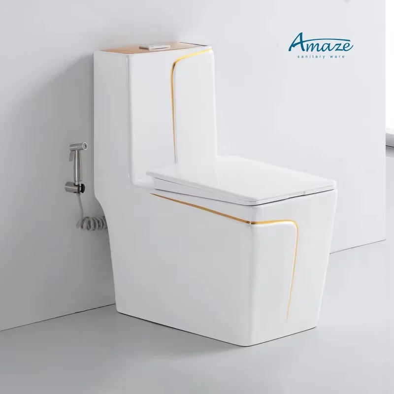 New design modern toilets Bathroom simple ceramic toilet one piece floor mounted dual flush toilet factory