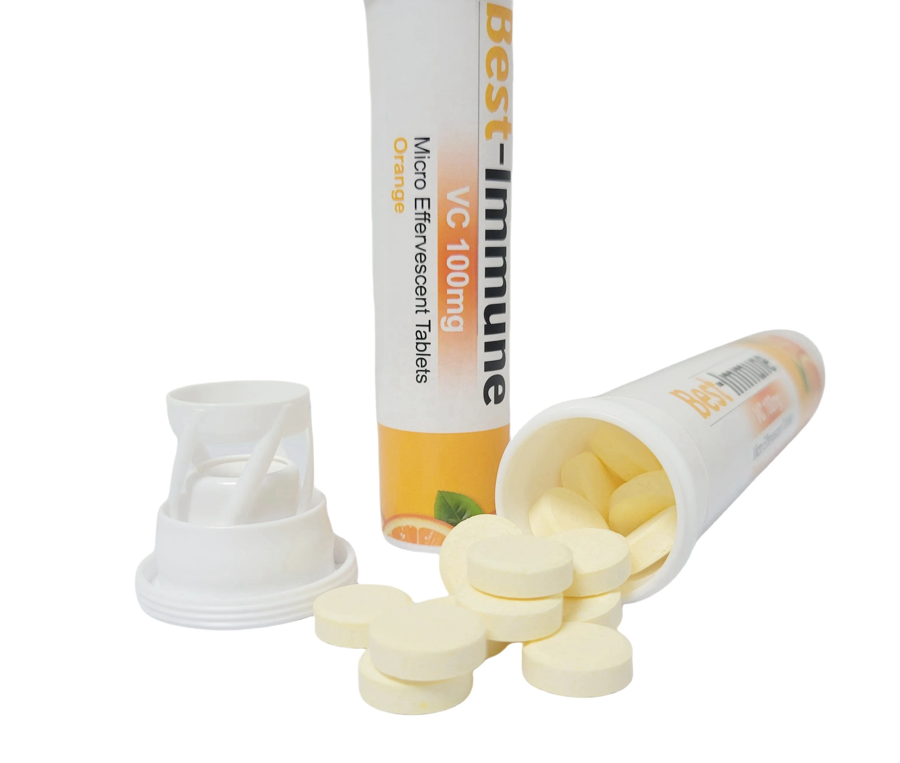 High Quality OEM Vitamin C 100mg Buccal Lozenge Tablet / Vitamin C Micro Effervescent Tablet