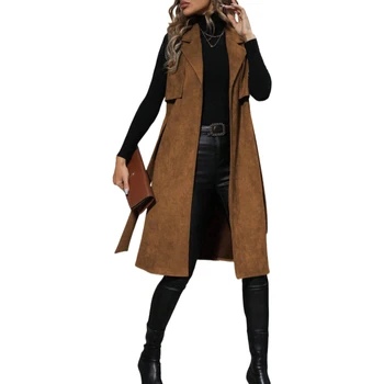 The New European and American Style in Autumn Is Loose Sleeveless and the Mid-length Vest Is Shouldered