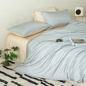 100% Austrian Eucalyptus Tencel Lyocell  Bed Sheet Set Breathable and Cooling Hotel Luxury Duvet Cover and Pillow Case Set