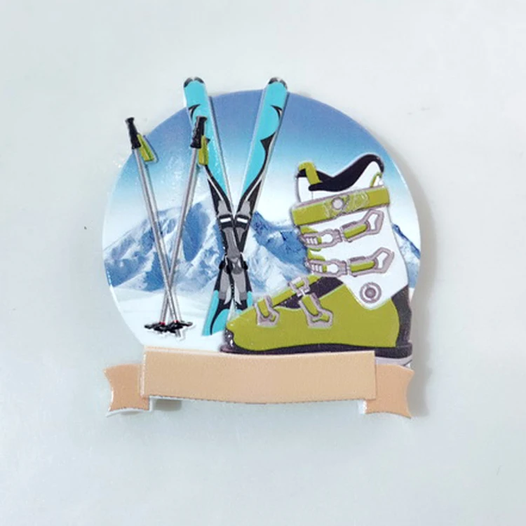 Custom Logo Resin Refrigerator Magnet Travel Gift European Snow Mountain Skiing Andorra Souvenir Fridge Magnet