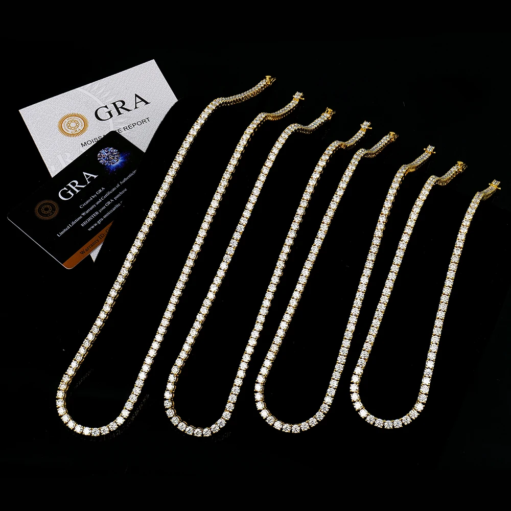 Xingyue 18K Gold Plated 925 Silver Link Chain 2-6mm Fine Jewelry for Wholesale Tennis Mossanite Moissanite Necklace for Gifts