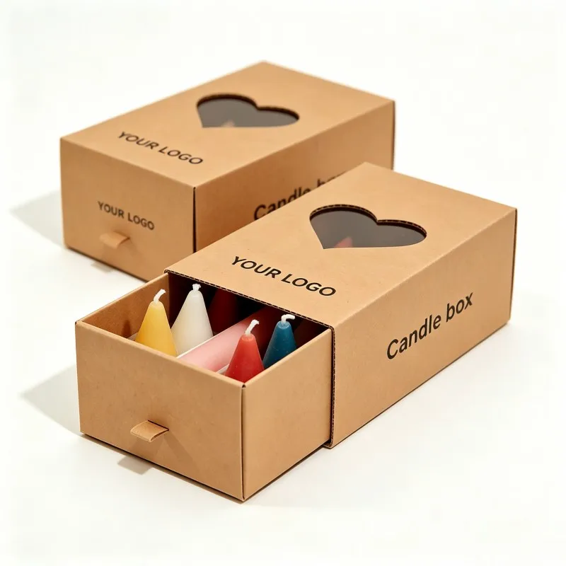 Scatole regalo in cartone per candele sottili, scatola pieghevole personalizzata con il vostro LOGO aziendale, imballaggio vuoto per candele sottili con finestra