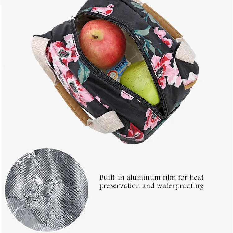 Personalised School Bags with Lunch Box Black Flower Backpack Bulk Character Satchel