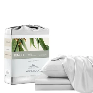 Feel Breathable Cotton Lyocell 300T Thread Count Sheet Set Luxurious Softer Than Silk Bedding Set