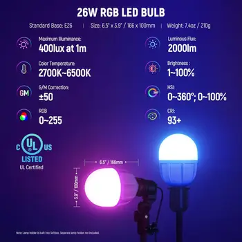 Neewer App Control 6w Led Bulbs Porcelain Sockets Softboxes Rgb Softbox Lighting Kit for Studio Photography Lighting detail image