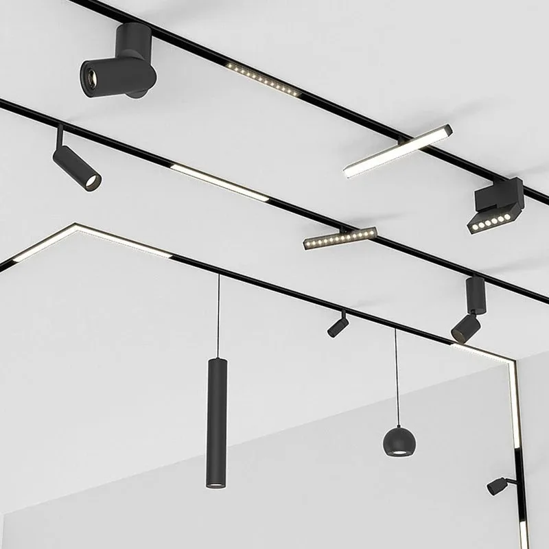 Magnetic Led Track Light Foldable Track  Rail Recessed Ceiling Suspension Led Magnetic Track Light for Shop Home Industrial
