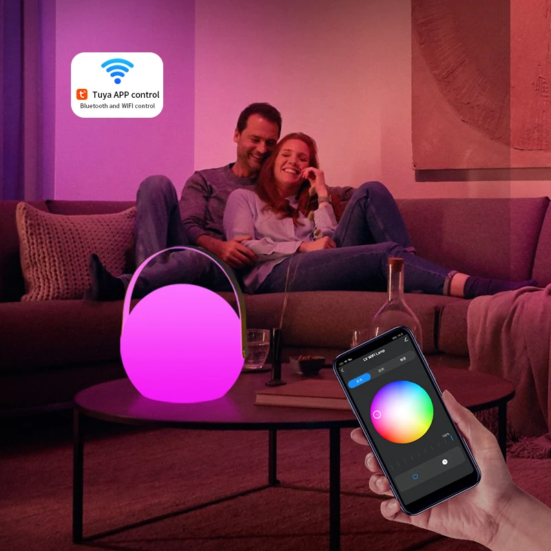 Custom Smart Bluetooth Wifi Tuya App Controlled LED Table Lamp Ball Shaped Magic Color Changing Personalized Mood Night Light