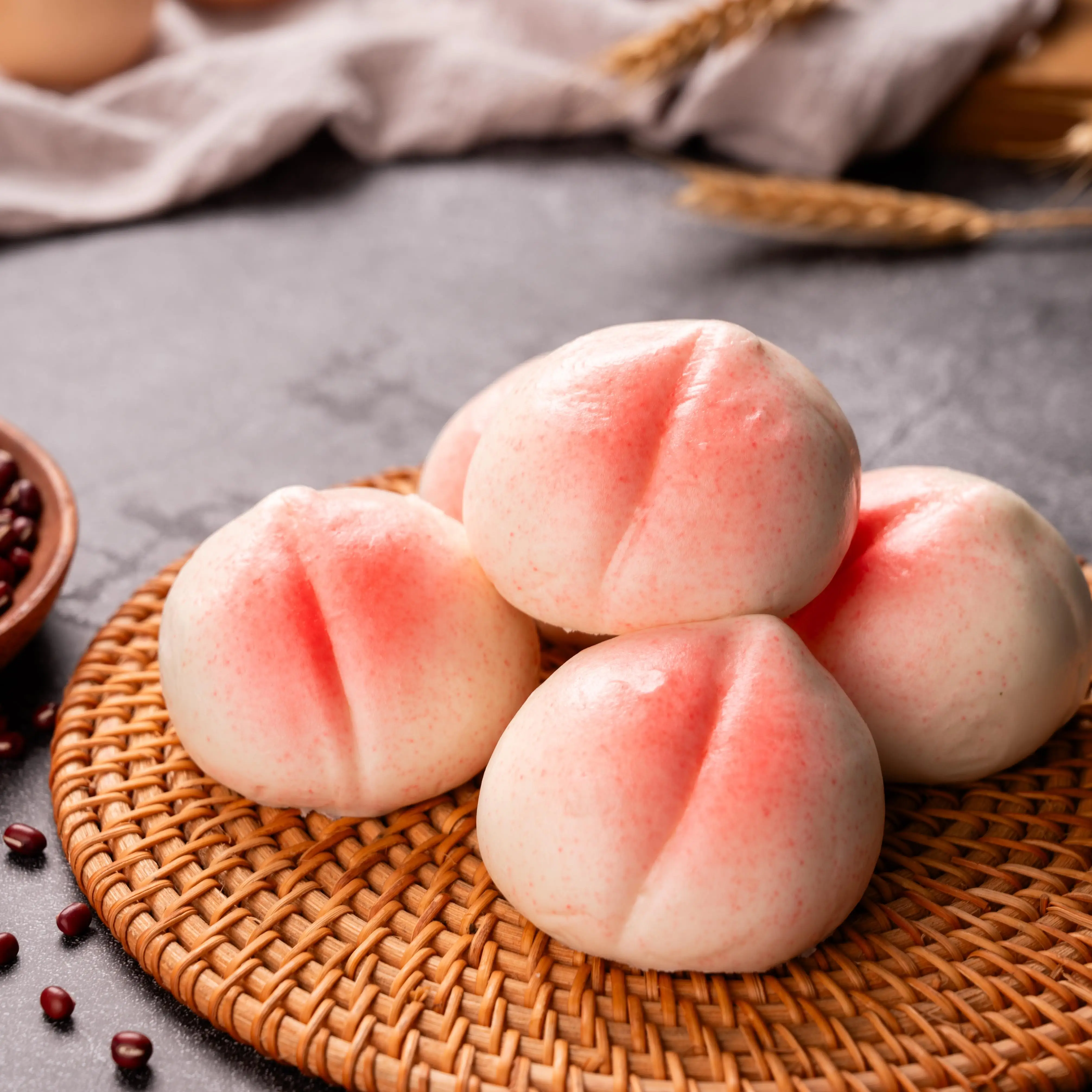 Frozen Peach Bun Stuffed with Red Bean Cantonese Style Red Bean Stuffing Peach Bun