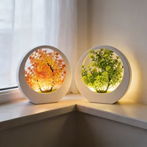 JACKSUN Multi-Color LED Bonsai Artificial Tree Warm Night Light Festive Gift Bedside Lamp Natural Green Plants Decor Night Lamp