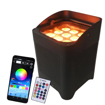 Rechargeable 9x18W LED Par Light with RGBWA+UV App Control DMX Par Lights for DJ Disco Party Club