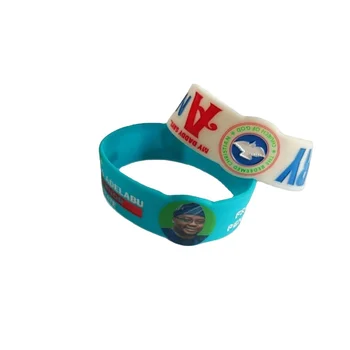 Customizable 1 Inch Silicone Wristbands cmyk print rubber bracelet party event items debossed ink injected logo