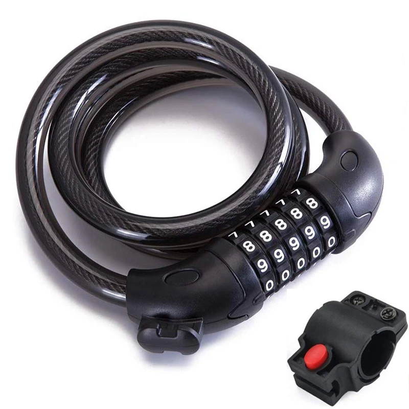 Portable 5 Digit Password Lock for Bike and Electric Scooter Accessories Bicycle Steel Cable Lock Burglarproof Bike Lock