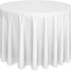Table Cloth Wedding Tablecloth Luxury 132 Round White Table Cloth For Wedding Round Polyester 120&quot; Round Premium Tablecloth For Wedding Banquet Restaurant